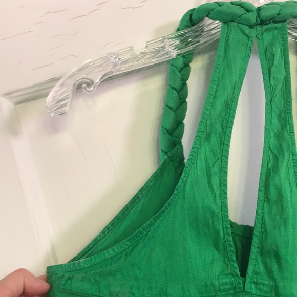 Calypso- Christiane Celle size M raw silk vibrant green twist dress w pockets. - Picture 9 of 11